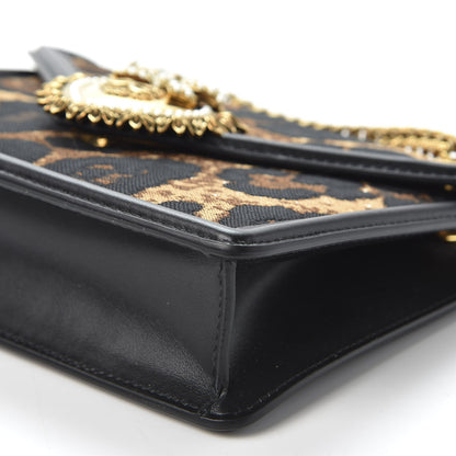 Dolce & Gabbana Jacquard Leopard Print Smooth Calfskin Medium Devotion Crossbody Bag Black 6 of 9