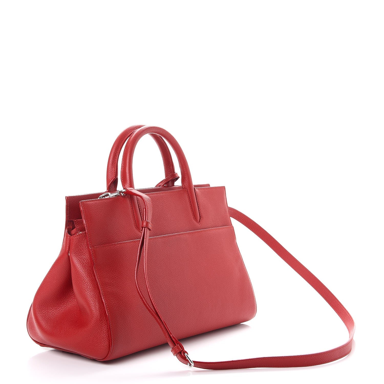 Saint Laurent Grained Calfskin Small Cabas Rive Gauche Red 3 of 22