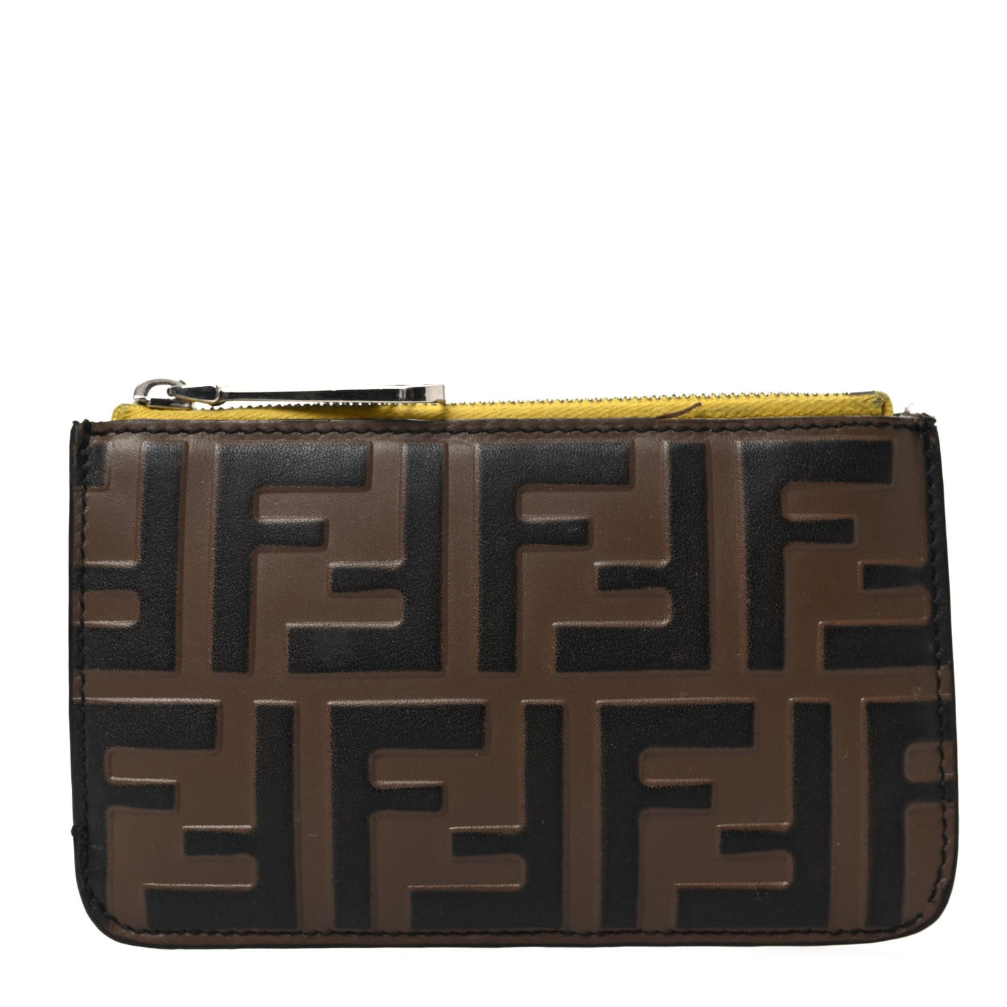 Vitello Cruise F is Fendi Bi-Color FF 1974 Embossed Key Case Pouch Maya Black Sunflower