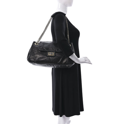 Chanel Metallic Calfskin Perforated Large Drill Accordion Flap Black 3 of 11