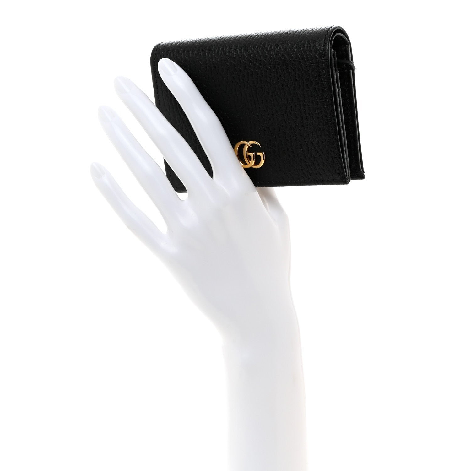 Gucci Pebbled Calfskin GG Marmont Card Case Black 2 of 8