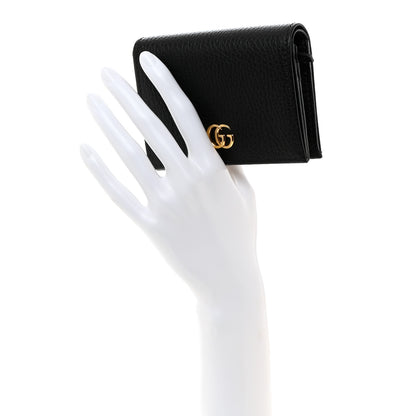 Gucci Pebbled Calfskin GG Marmont Card Case Black 2 of 8