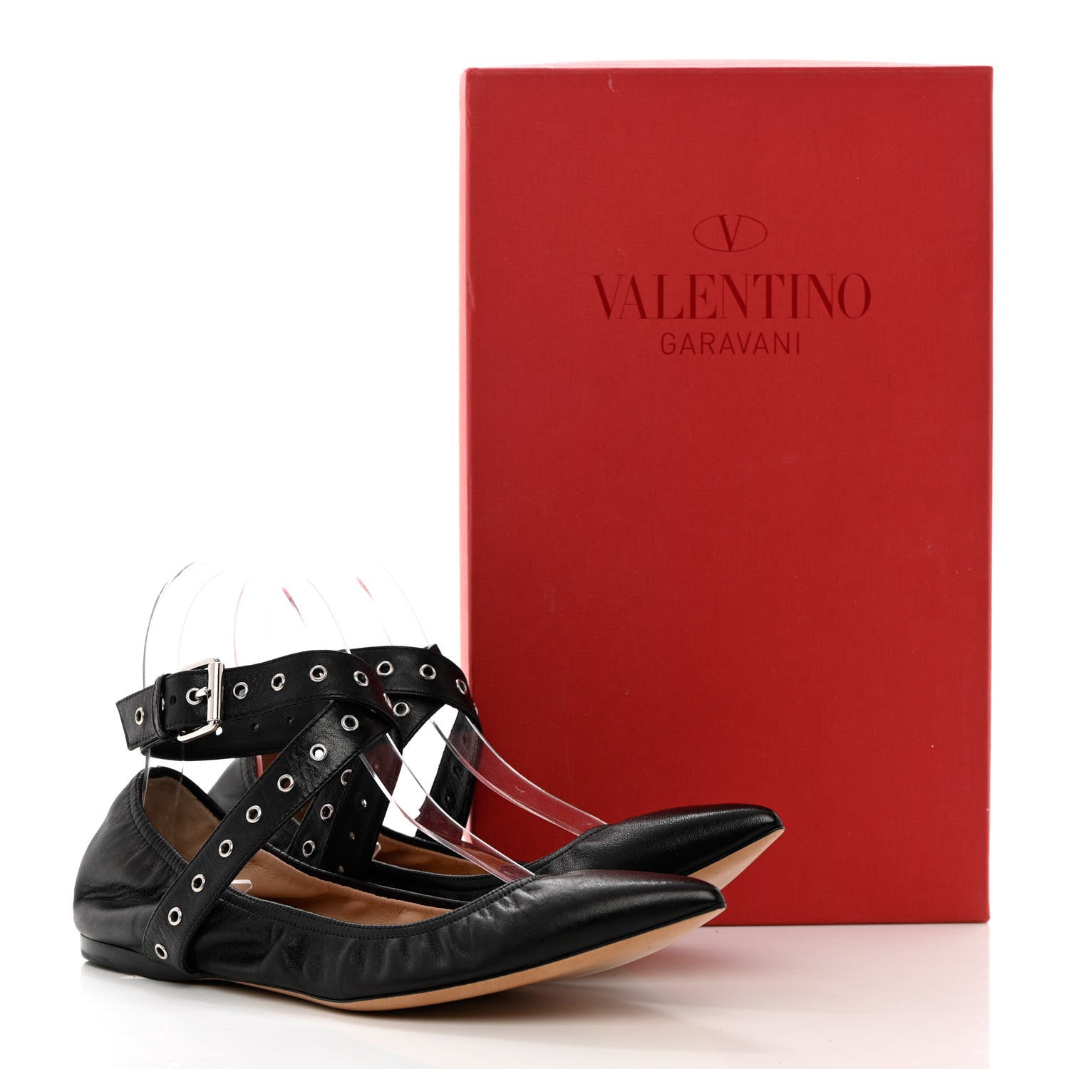 Valentino Garavani Nappa Love Latch Ballerina Flats 37 Black 9 of 9