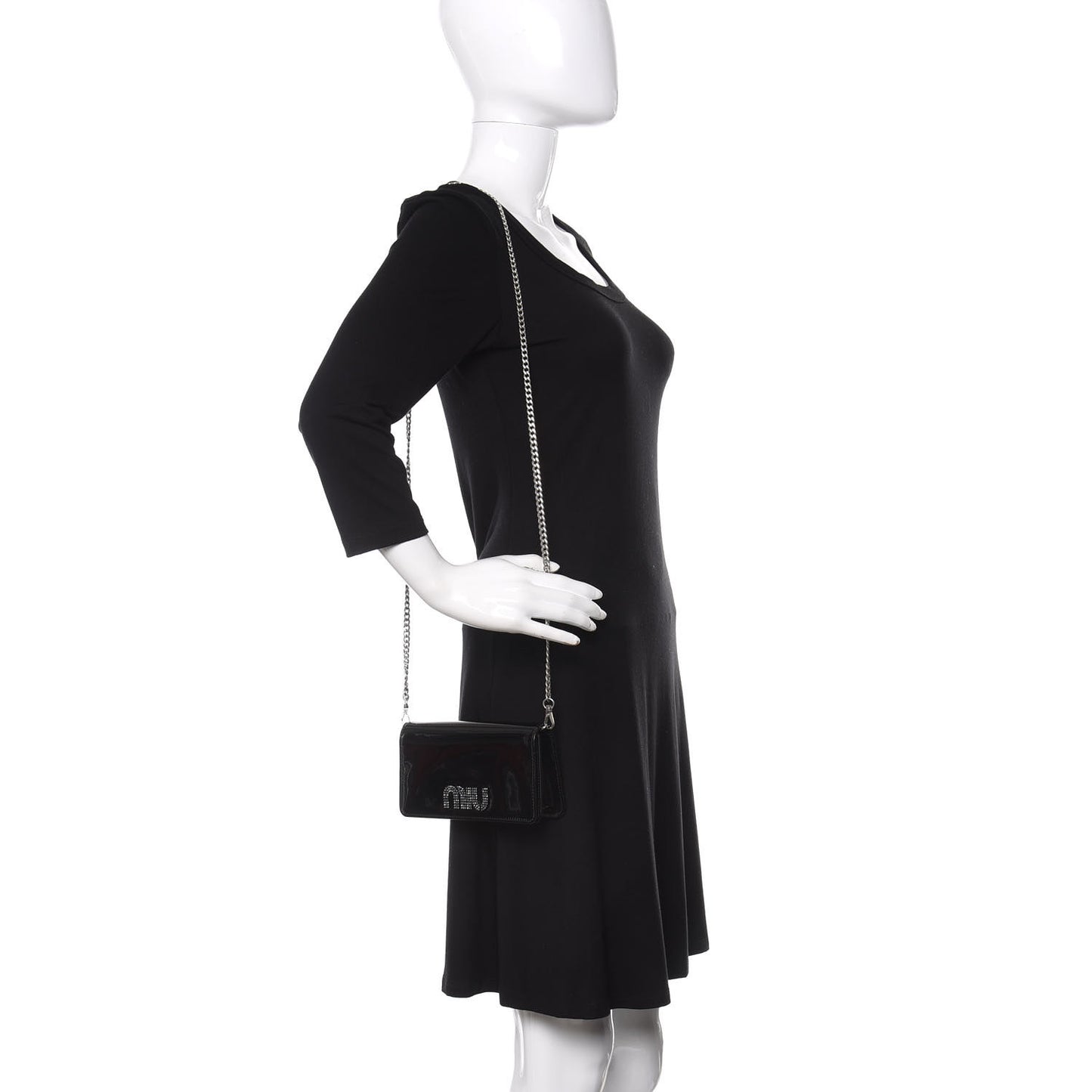 Vernice Crystal Logo Crossbody Black