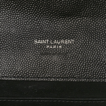 Saint Laurent Grain De Poudre Matelasse Chevron Monogram Envelope Clutch Black 6 of 8