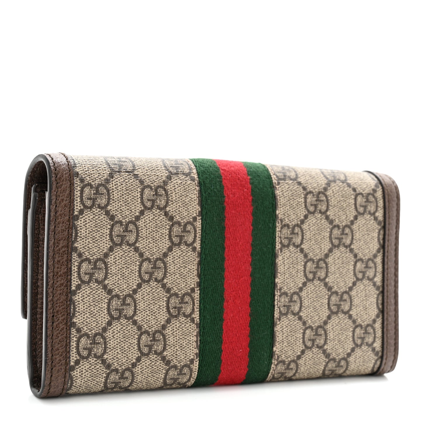 GG Supreme Monogram Web Ophidia Continental Wallet Brown