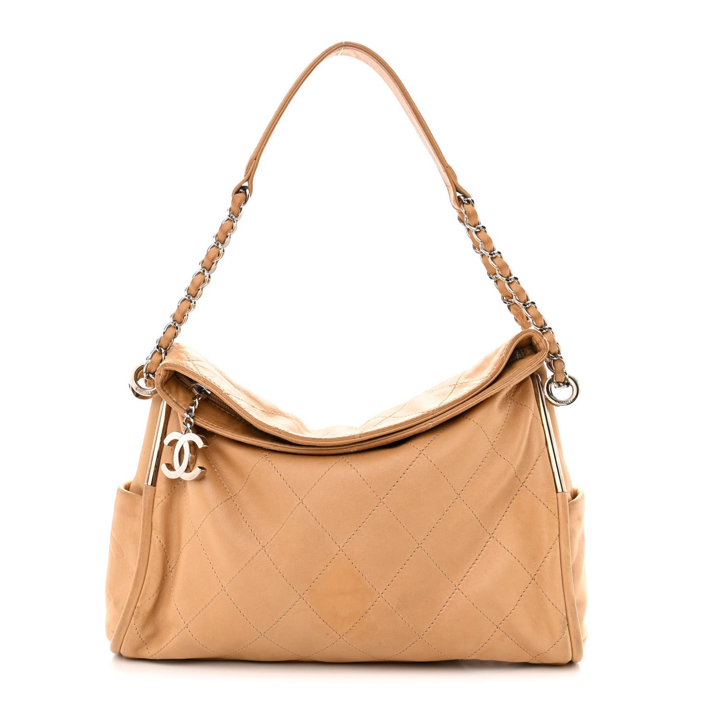 Lambskin Stitched Medium Ultimate Soft Tote Beige