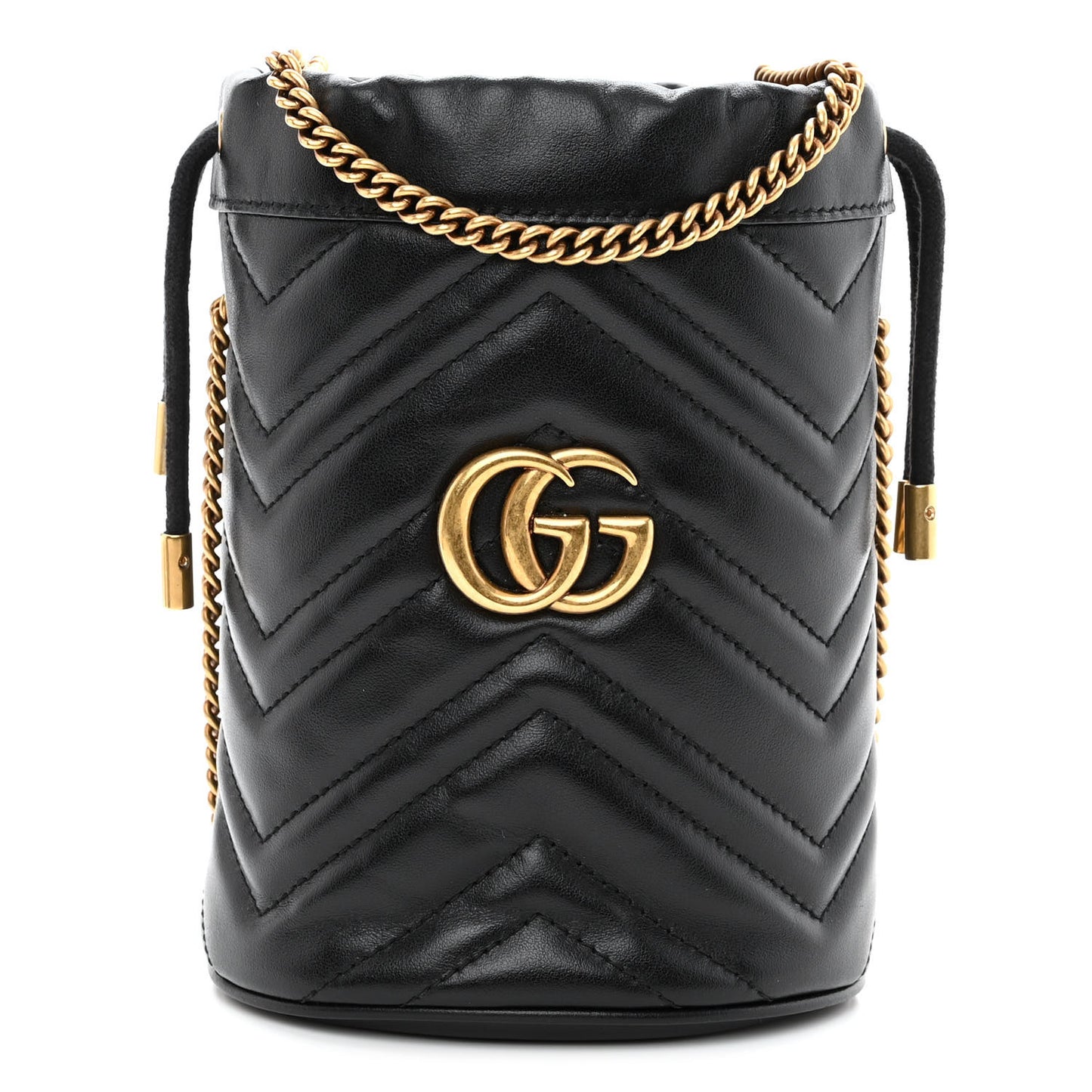 Calfskin Matelasse Mini GG Marmont 2.0 Bucket Bag Black