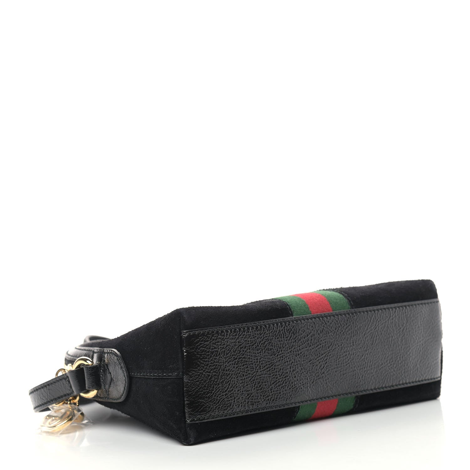 Gucci Suede Patent Web GG Small Ophidia Dome Shoulder Bag Black 4 of 11