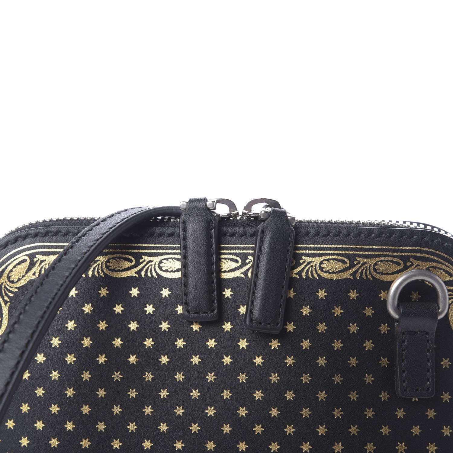 Gucci X SEGA Calfskin GUCCY Stars Mini Dome Shoulder Bag Black Gold 10 of 10