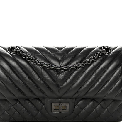 Chanel Aged Calfskin Chevron Quilted 2.55 Reissue 225 Flap So Black 8 of 16