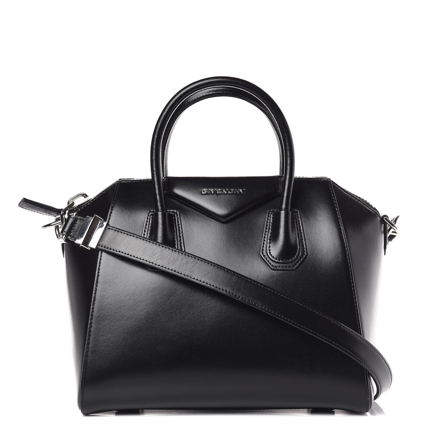 Shiny Lord Calfskin Small Antigona Black