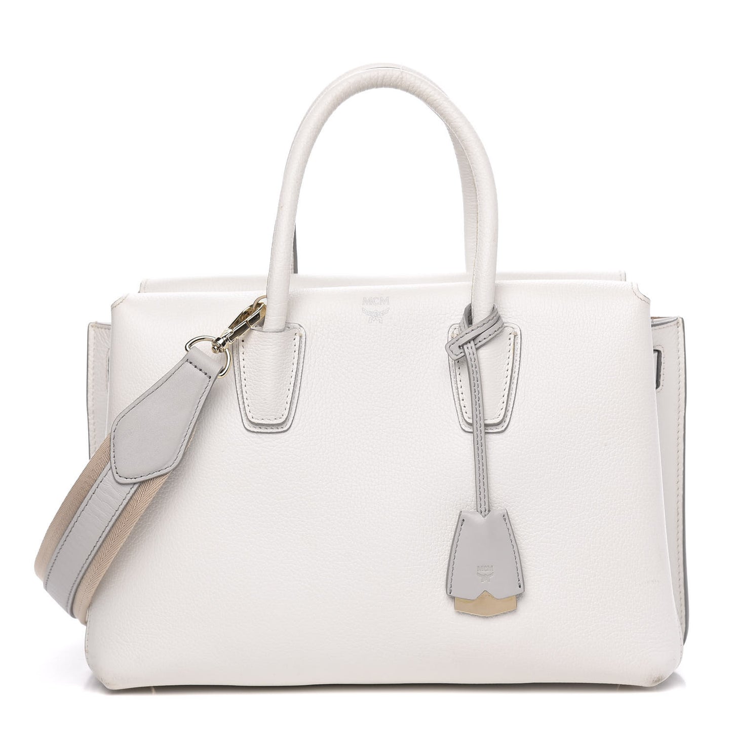 Grained Calfskin Medium Milla Tote White