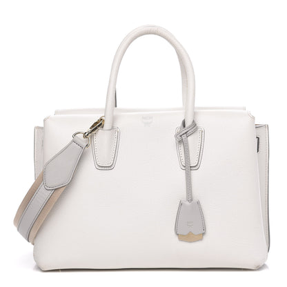 MCM Grained Calfskin Medium Milla Tote White 1 of 17