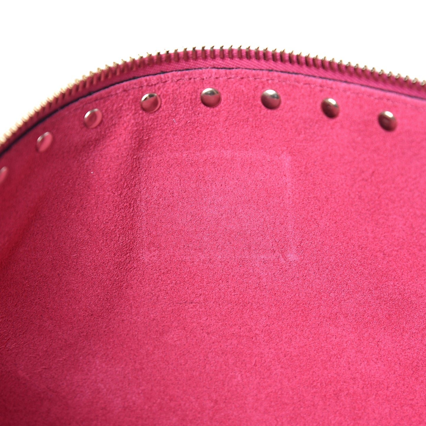 Pebbled Calfskin Large Rockstud Zip Pouch Peony