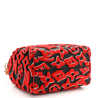 Louis Vuitton X UF Tufted Monogram Speedy Bandouliere 25 Black Red 4 of 9
