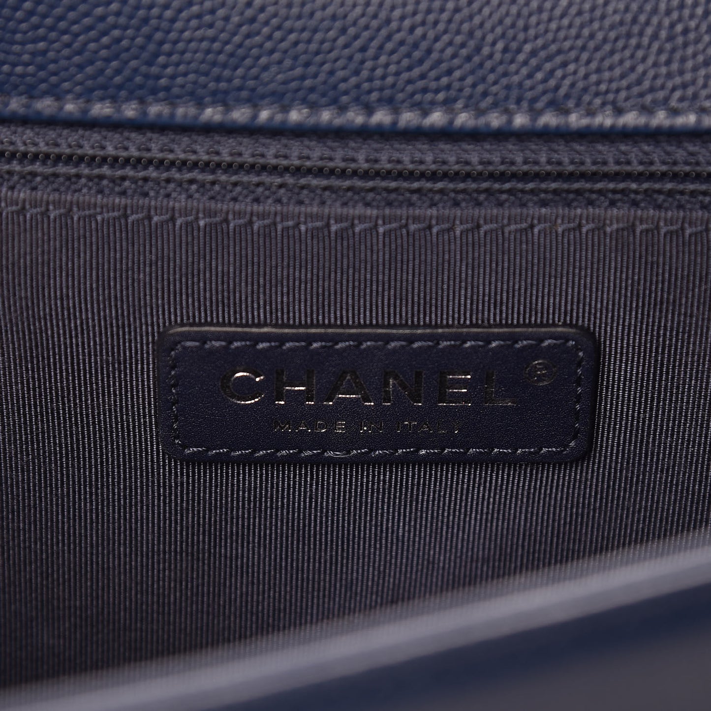 Caviar Chevron Quilted New Medium Boy Flap Dark Navy Blue