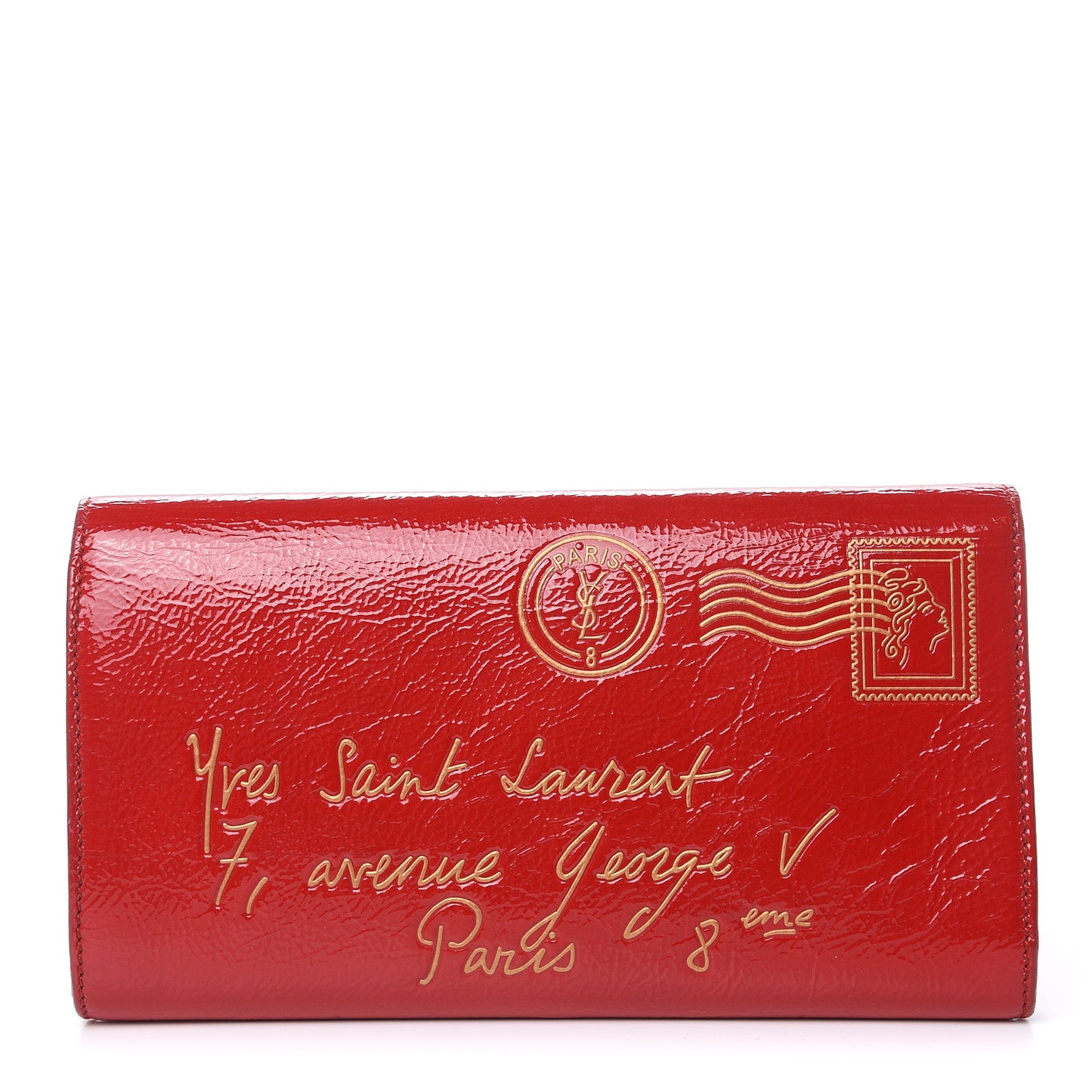 Patent Y-Mail Clutch Red