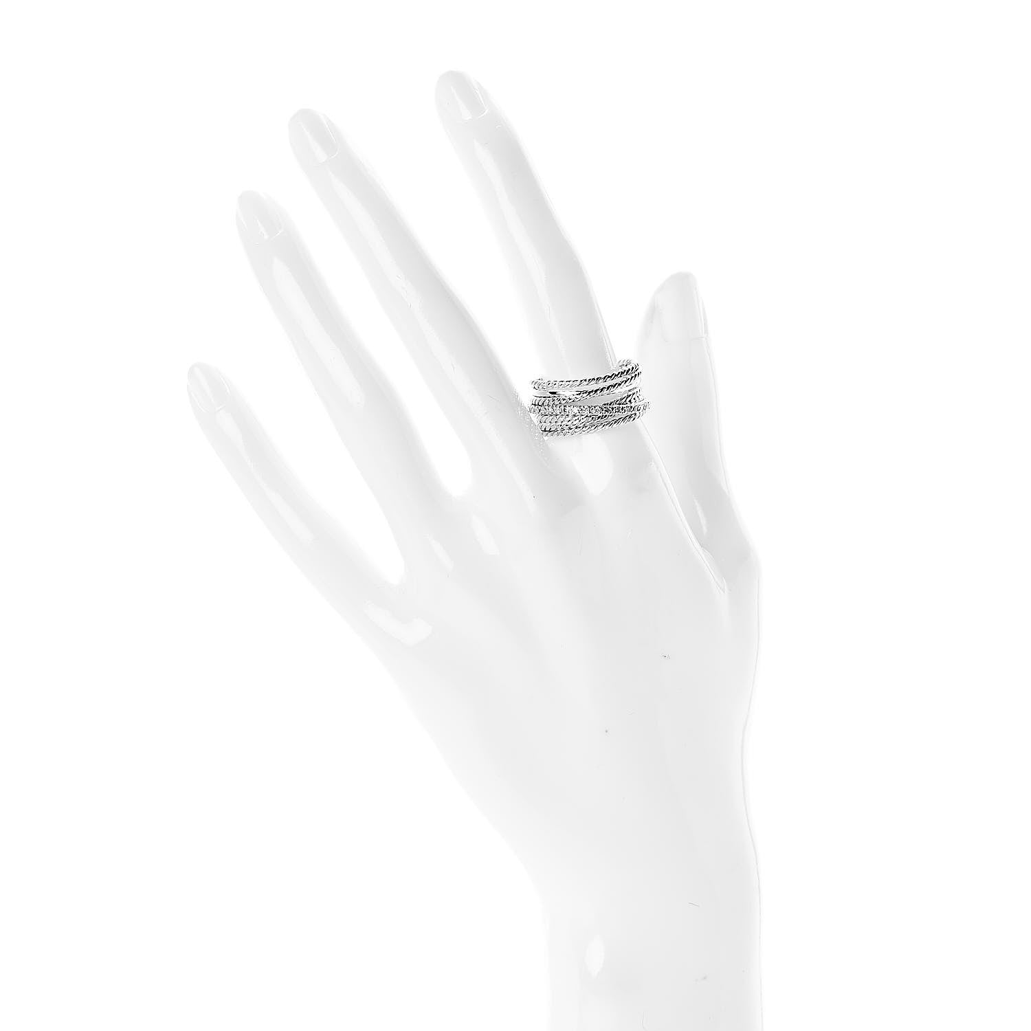 David Yurman Sterling Silver Diamond 11mm Wide Crossover Cable Ring 57 8 2 of 4