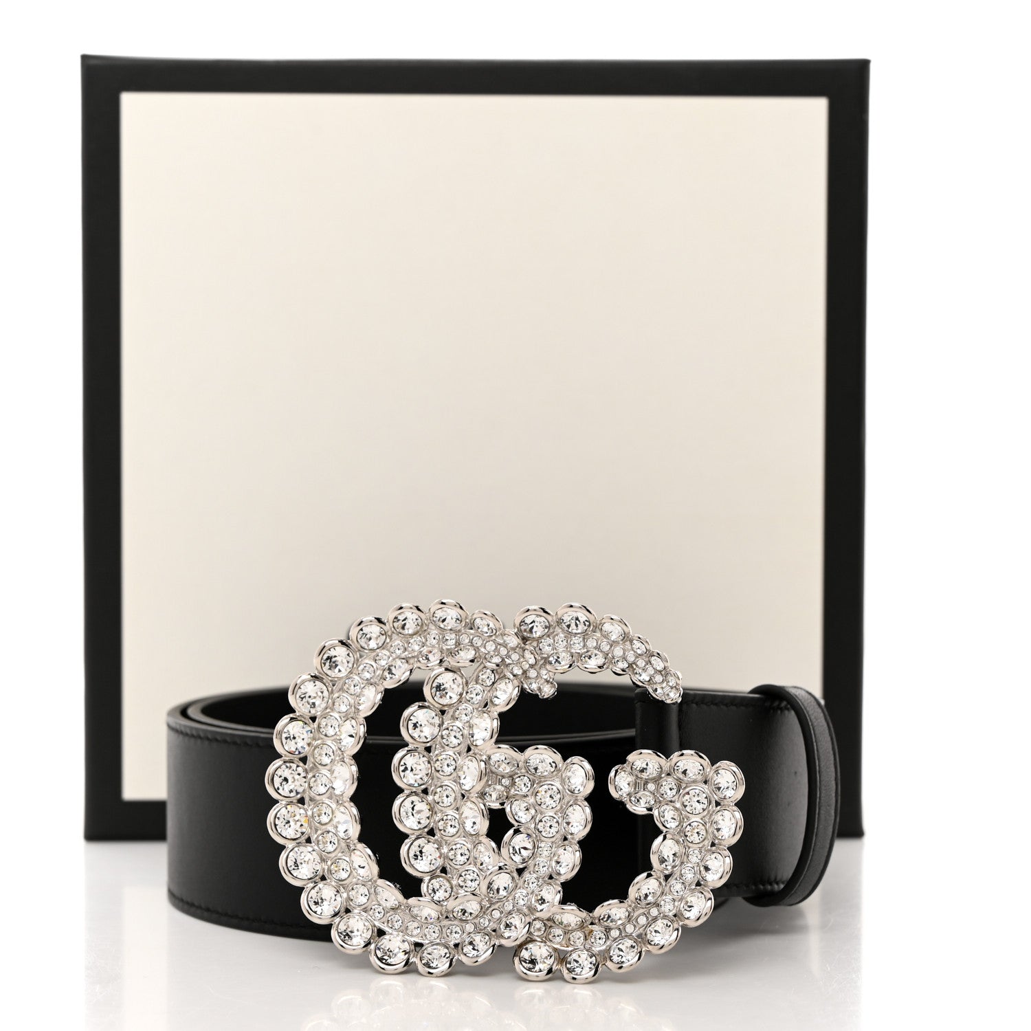 Gucci Calfskin Crystal Double G 40mm Belt 85 34 Black 2 of 6