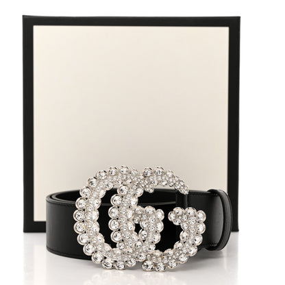 Gucci Calfskin Crystal Double G 40mm Belt 85 34 Black 2 of 6