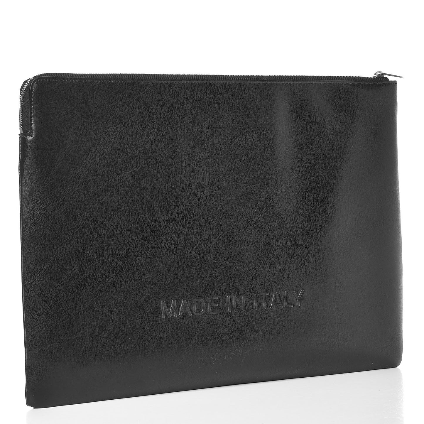 Calfskin Large Made In Clutch Pouch Black