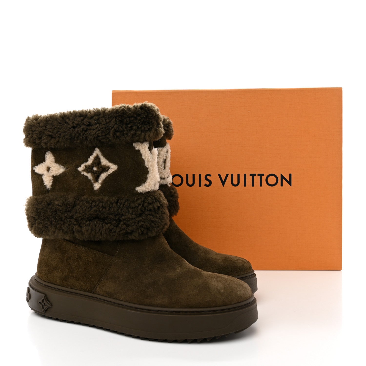 Louis Vuitton Suede Calfskin Shearling Snowdrop Flat Ankle Boots 38 15 of 15