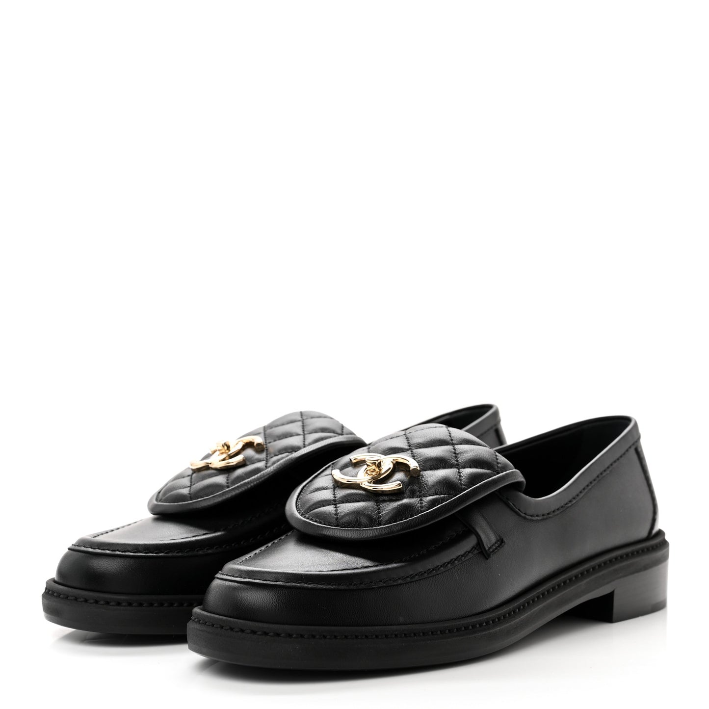 Lambskin Quilted CC Turnlock Loafers 39.5 Black