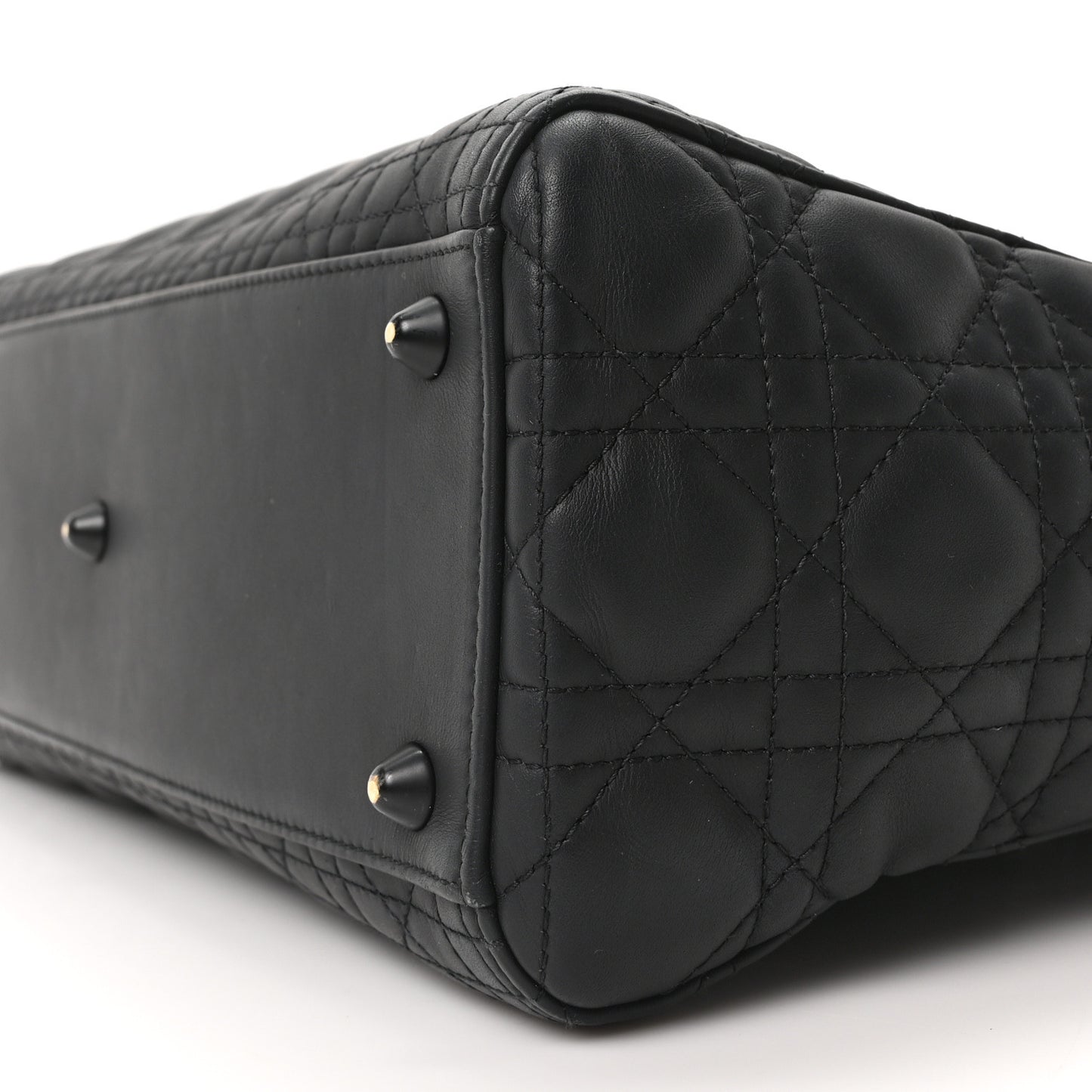 Ultra Matte Calfskin Cannage Large Lady Dior Black
