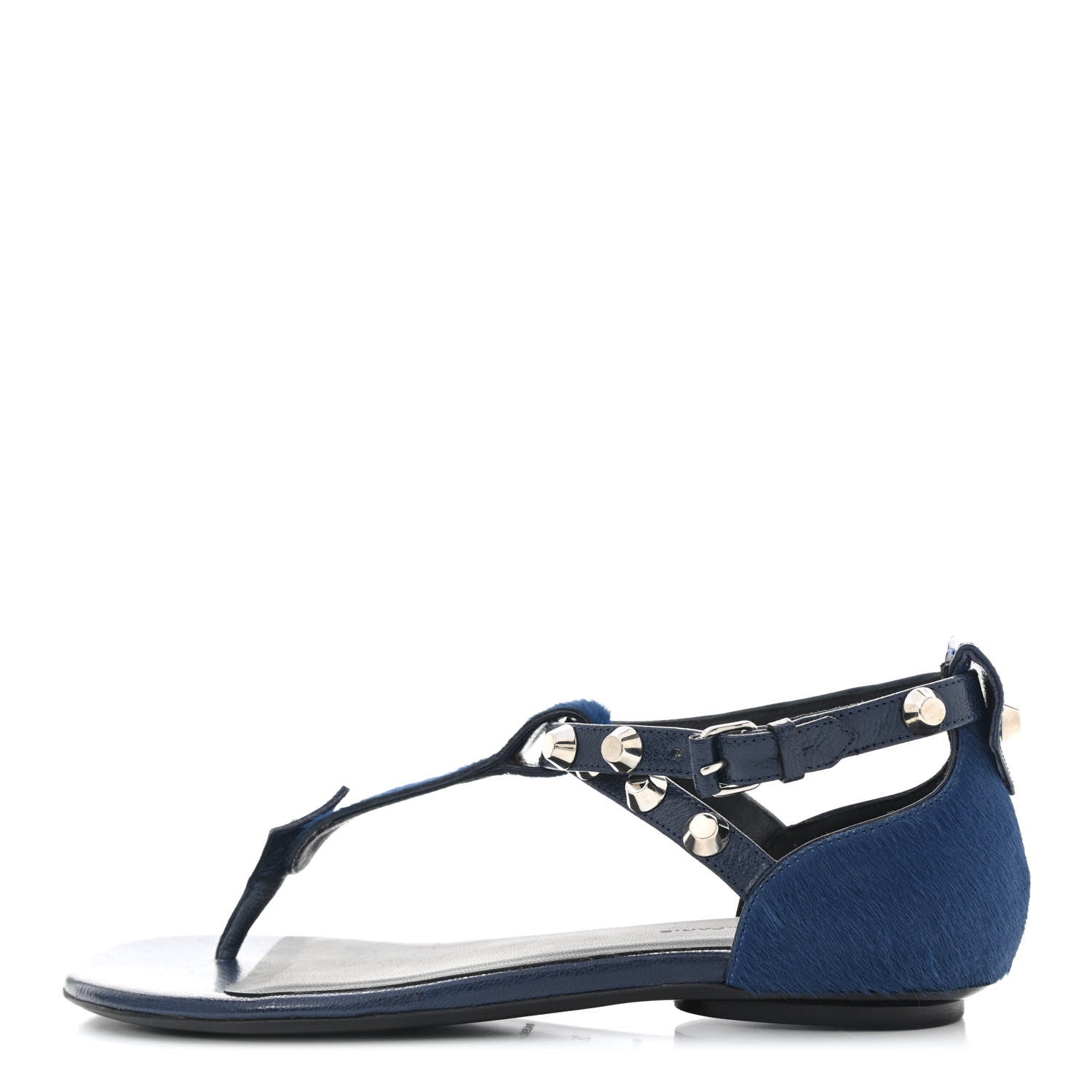 Balenciaga Agneau Pony Hair Studded Thong Sandals 36 Blue 1 of 9