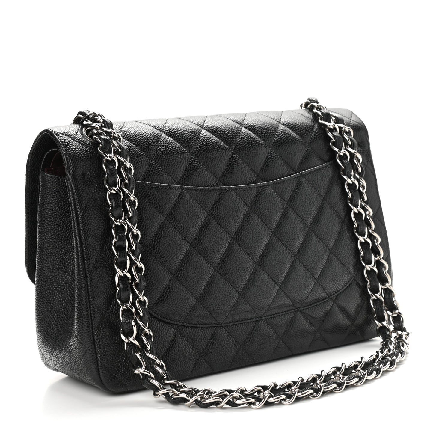 Caviar Quilted Jumbo Double Flap Black