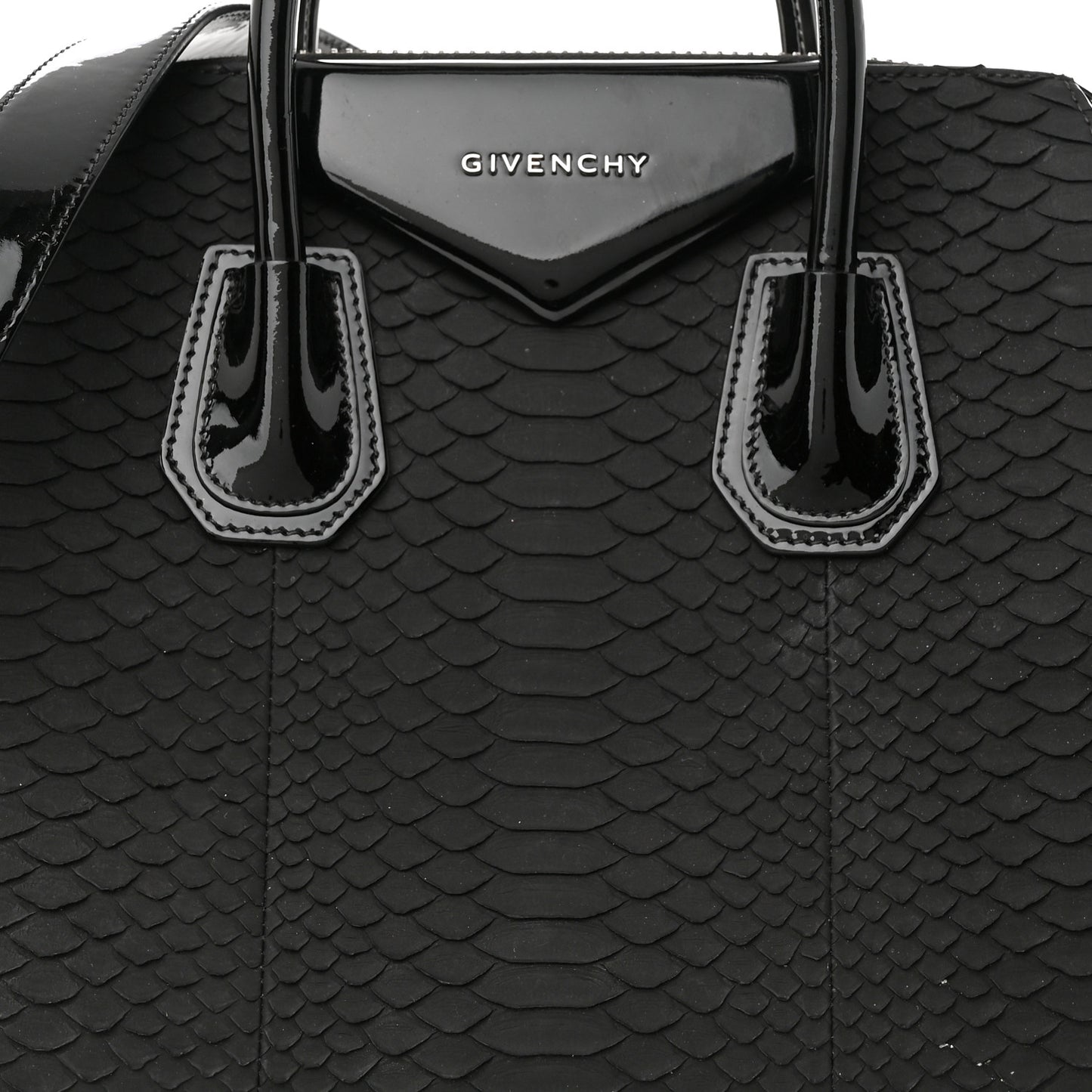 Snakeskin Patent Mini Antigona Black
