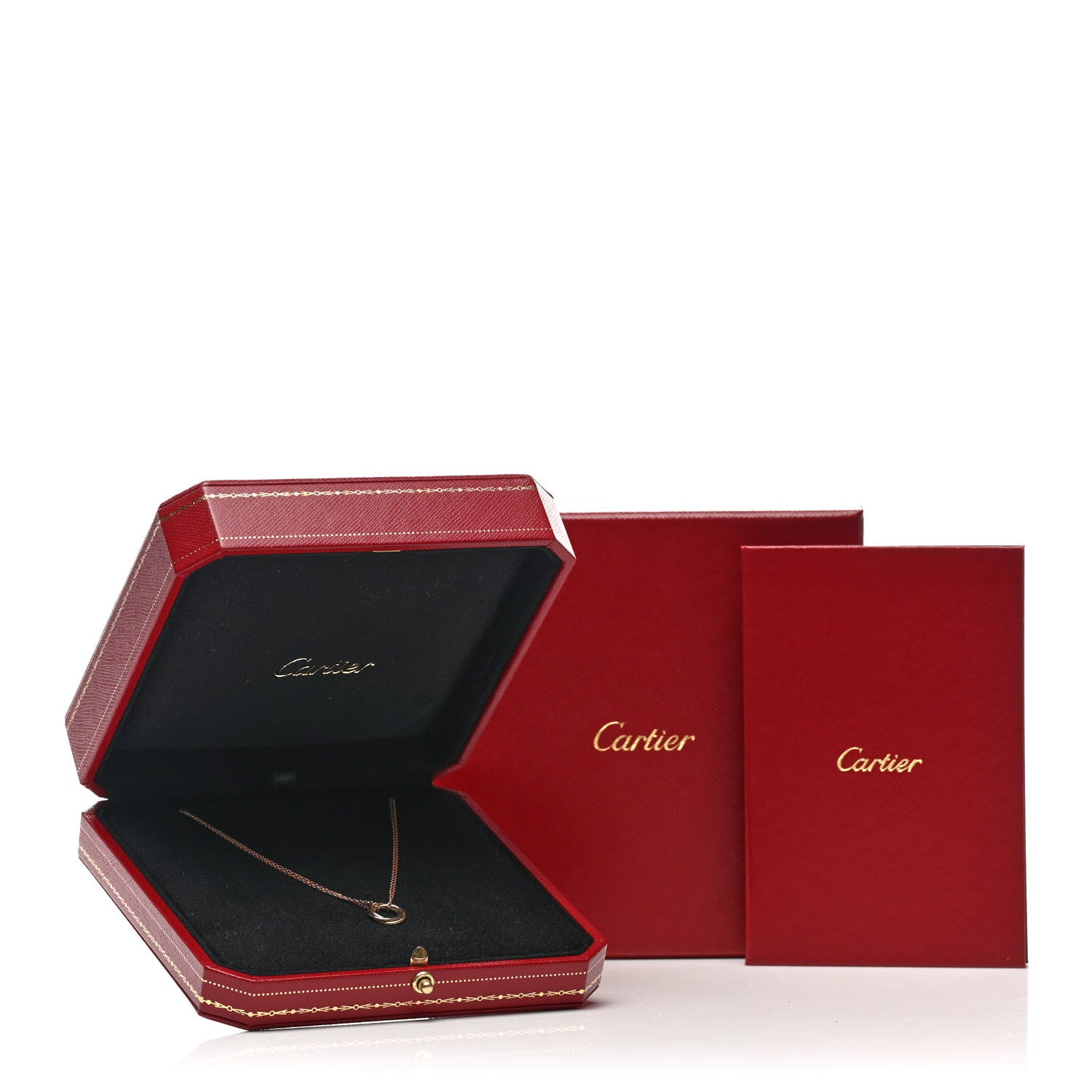 Cartier 18K Pink Yellow White Gold Trinity Double Chain Pendant Necklace 6 of 6