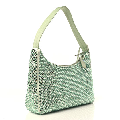 Prada Satin Crystal Mini Re-Edition 2000 Bag Acqua 3 of 8