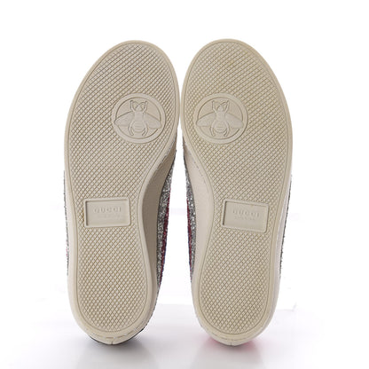 Gucci Calfskin Glitter Crystal Womens Sylvie Web Falacer Sneakers 36.5 White 5 of 12
