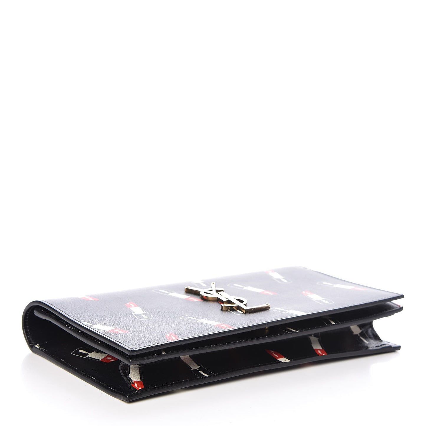 Calfskin Lipstick Print Classic Monogram Kate Clutch Black