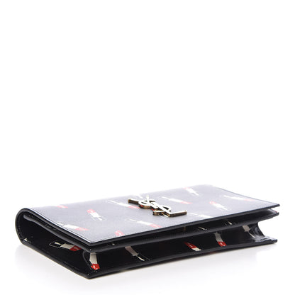 Saint Laurent Calfskin Lipstick Print Classic Monogram Kate Clutch Black 4 of 7