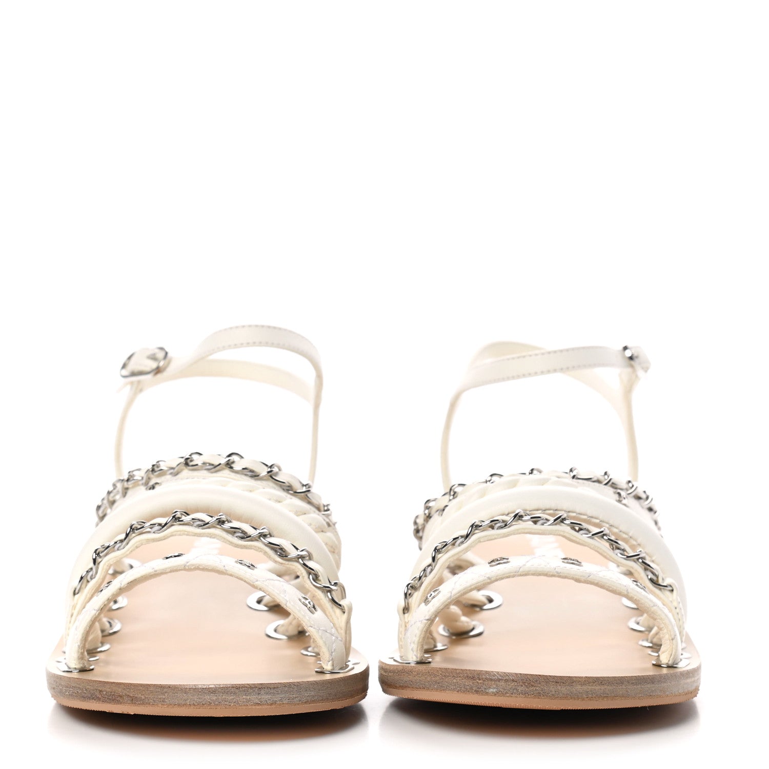 Chanel Calfskin Chain CC Sandals 39 White 2 of 10