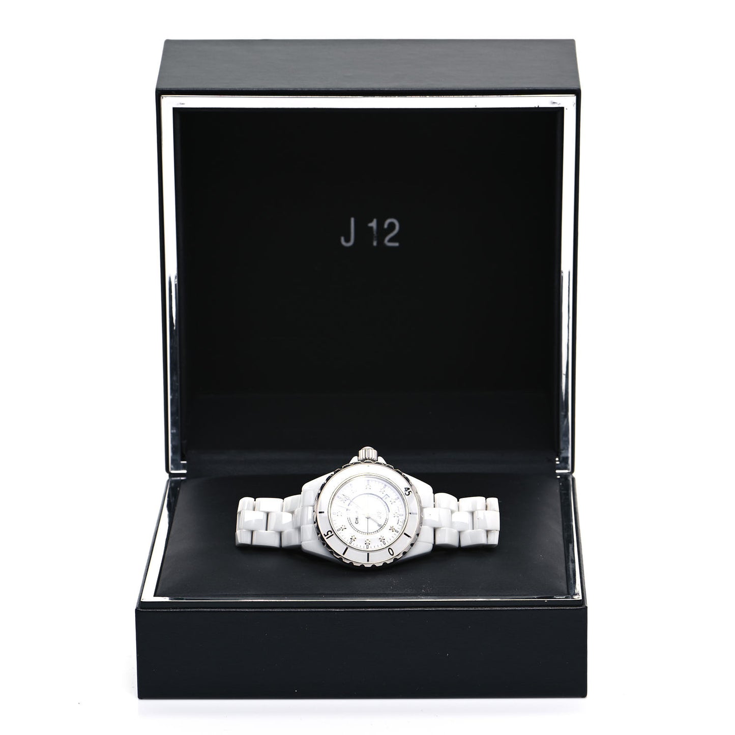 Stainless Steel Ceramic Diamond 33mm J12 Quartz Watch White