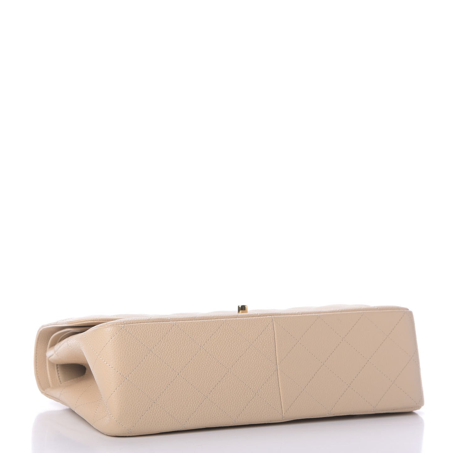 Caviar Quilted Jumbo Double Flap Beige Clair