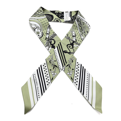 Hermes Silk Festival Des Amazones Twilly Pistachio Black White 1 of 3