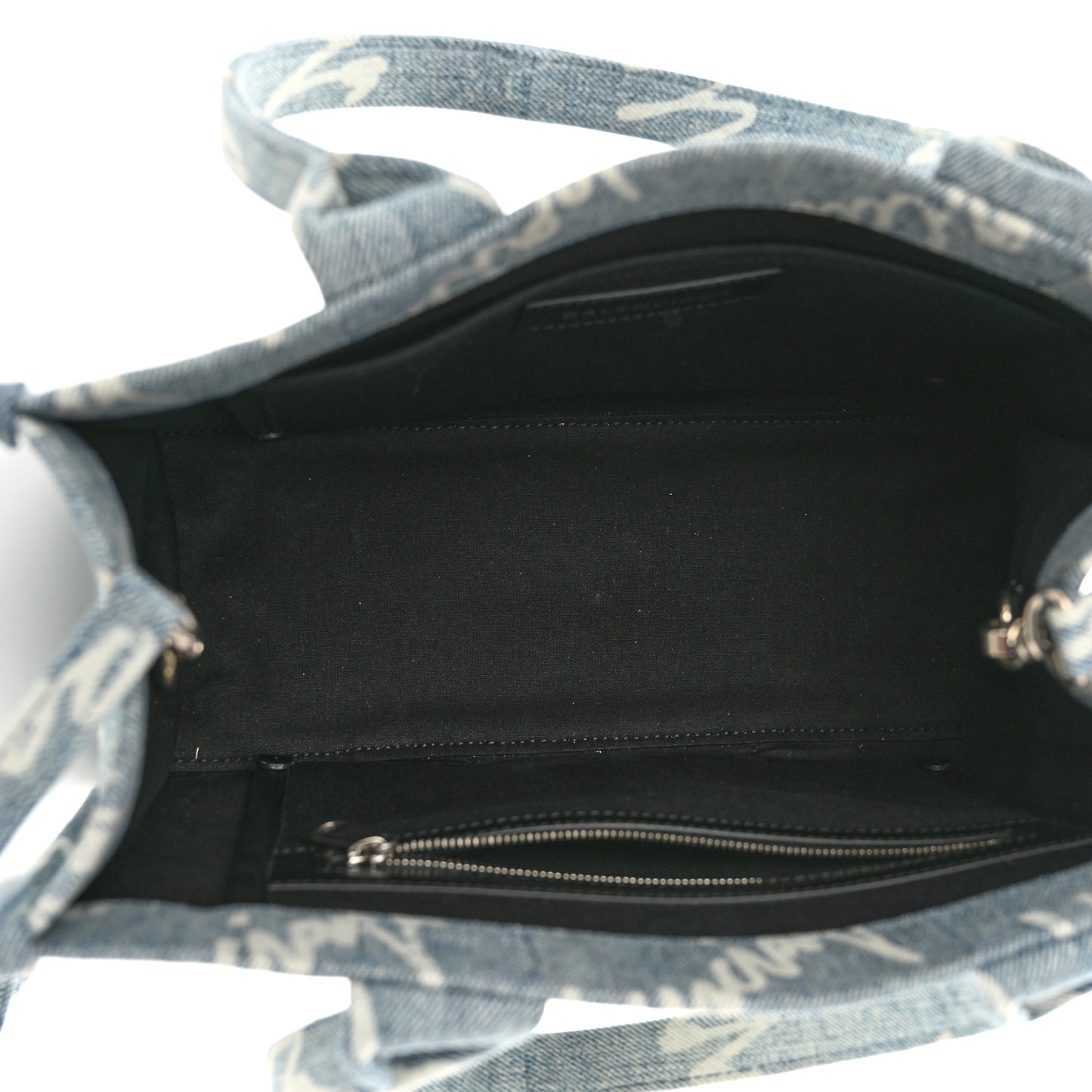 Denim Scribble Logo Small Hardware Tote Blue