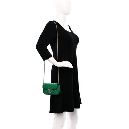 Gucci Azalea Calfskin Enamel Matelasse Diagonal Super Mini Torchon GG Marmont Shoulder Bag New Shamarock Emerald 2 of 10