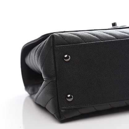 Chanel Caviar Chevron Quilted Small Coco Handle Flap So Black 7 of 10