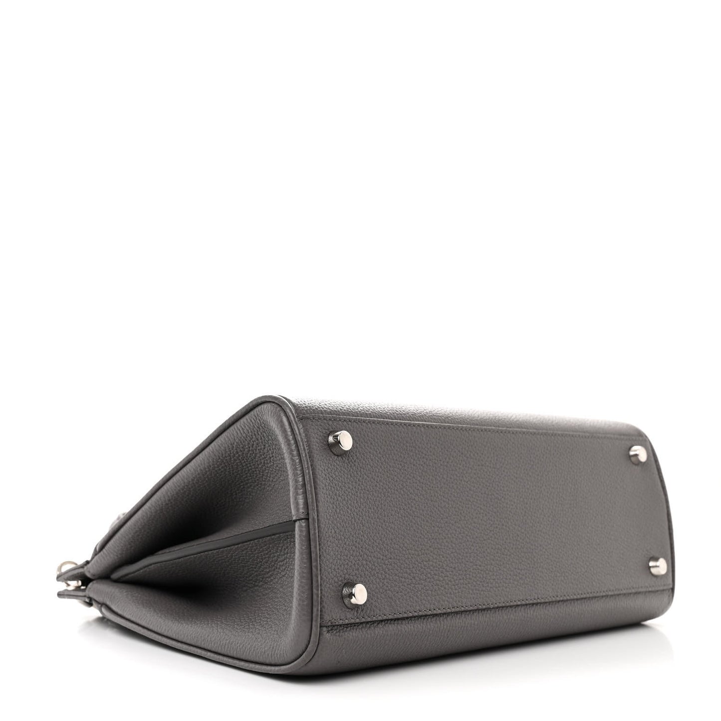 Grainy Calfskin Small Zumi Top Handle Bag Dusty Grey