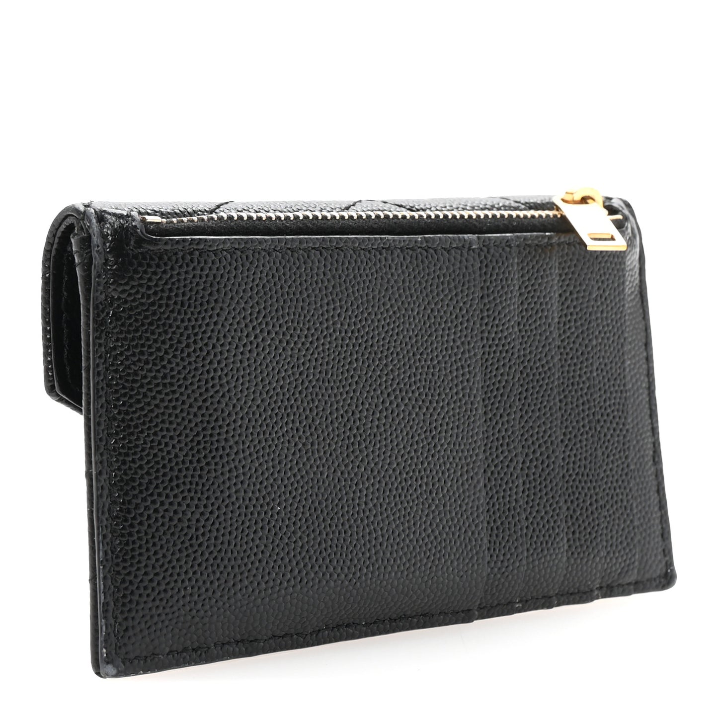Grain De Poudre Matelasse Chevron Monogram Compact Wallet Black