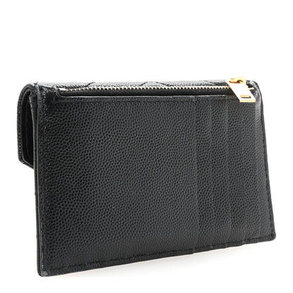 Saint Laurent Grain De Poudre Matelasse Chevron Monogram Compact Wallet Black 3 of 7