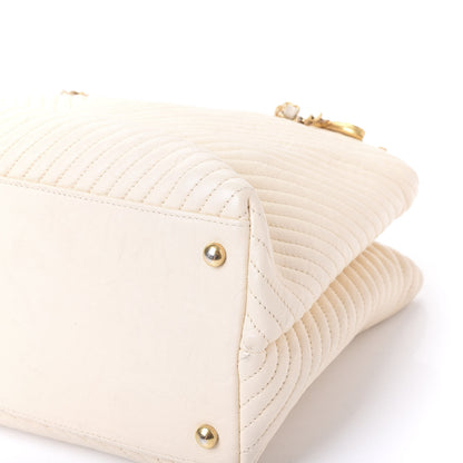 Chanel Wrinkled Lambskin Chevron Quilted Surpique Tote White 6 of 11