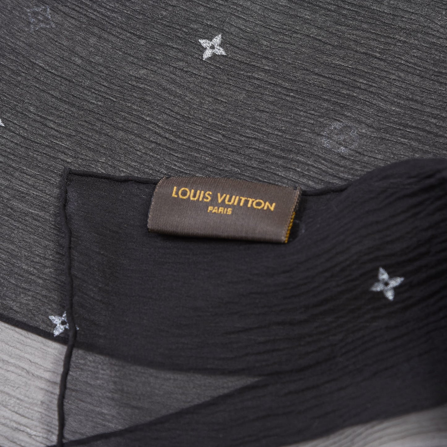 Silk Crepe Monogram Scarf Black