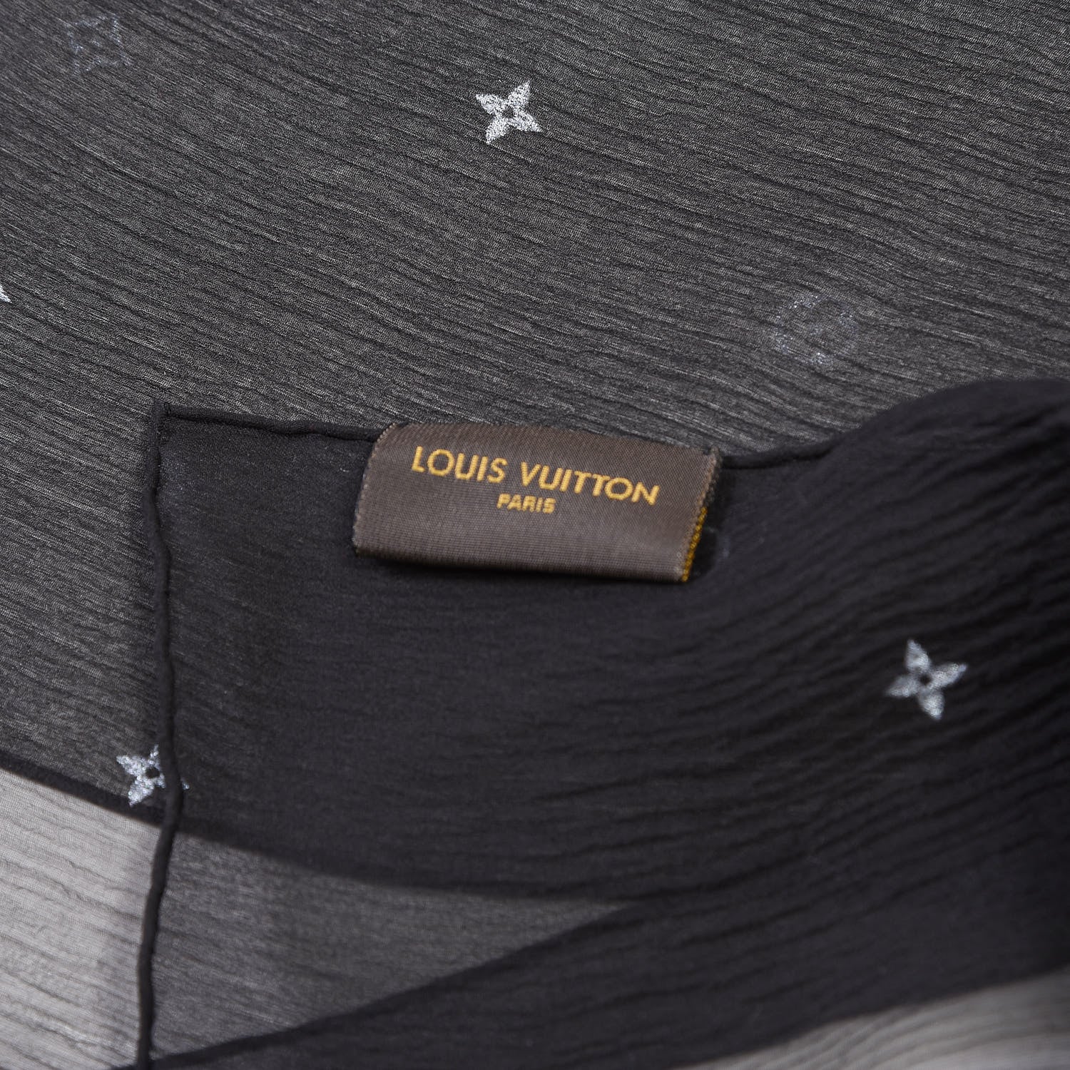 Louis Vuitton Silk Crepe Monogram Scarf Black 5 of 5